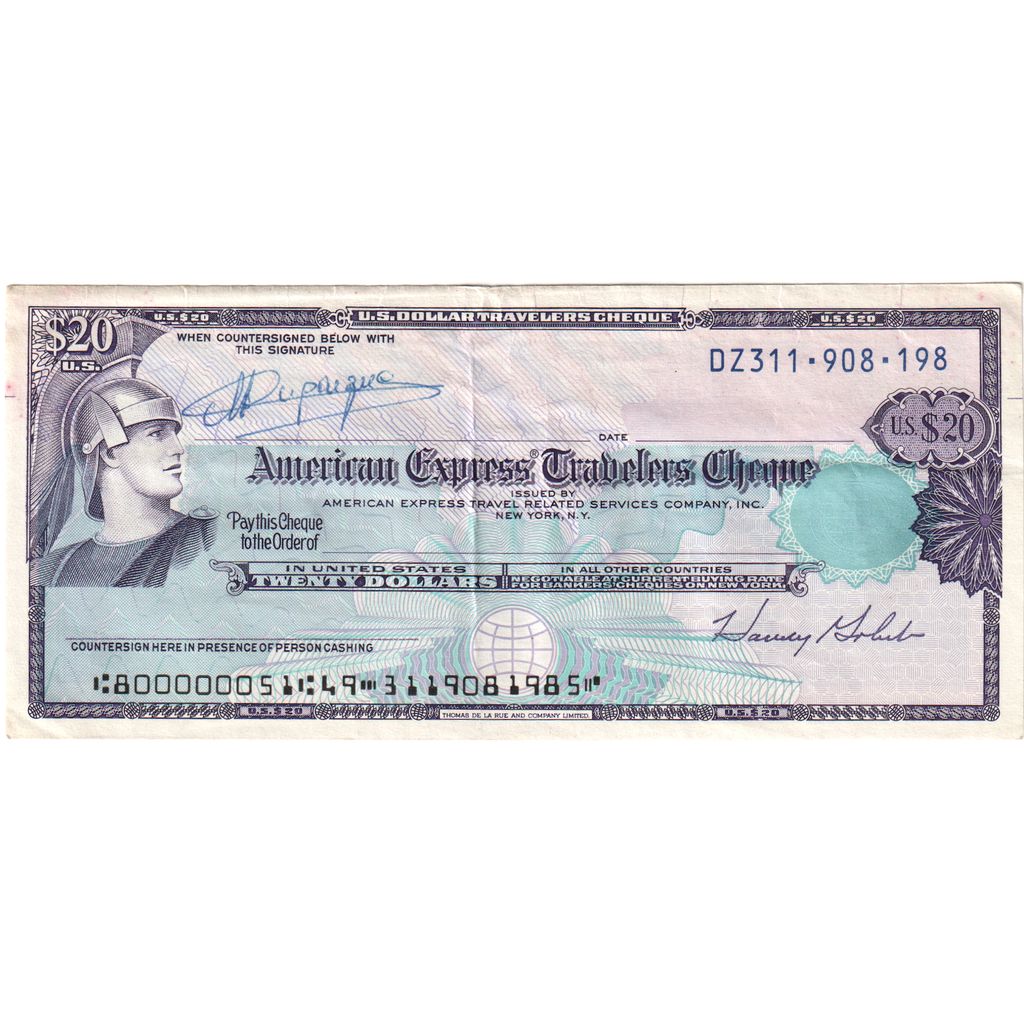 Vereinigte Staaten, 20 Dollars, travelers cheque, SS