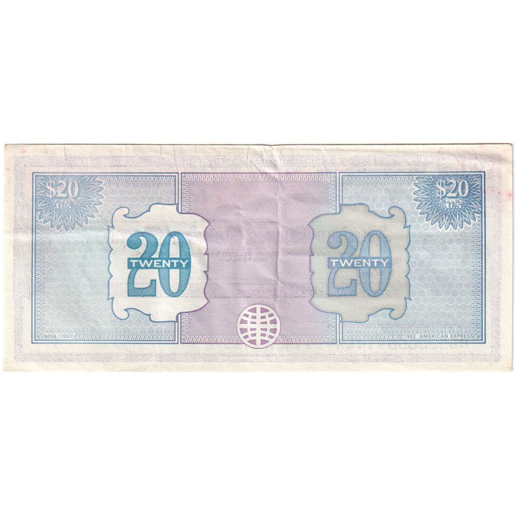 Vereinigte Staaten, 20 Dollars, travelers cheque, SS