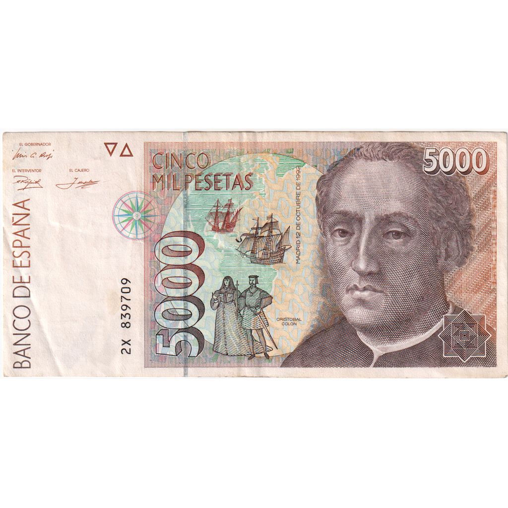 Spagna, 5000 Pesetas, 1992-10-12, BB