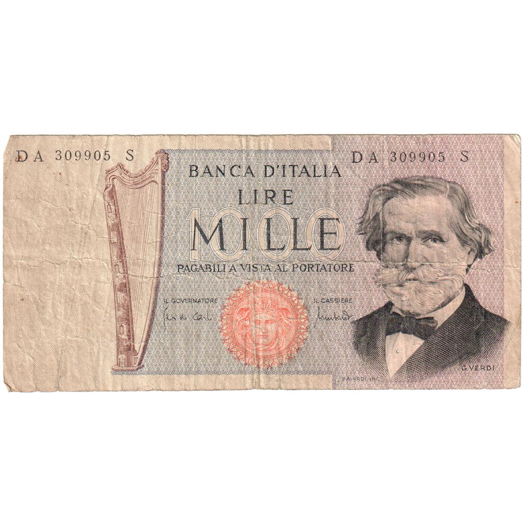 Banconote, Italia, 1000 Lire, 1969, 1969-02-26, KM:101d, MB