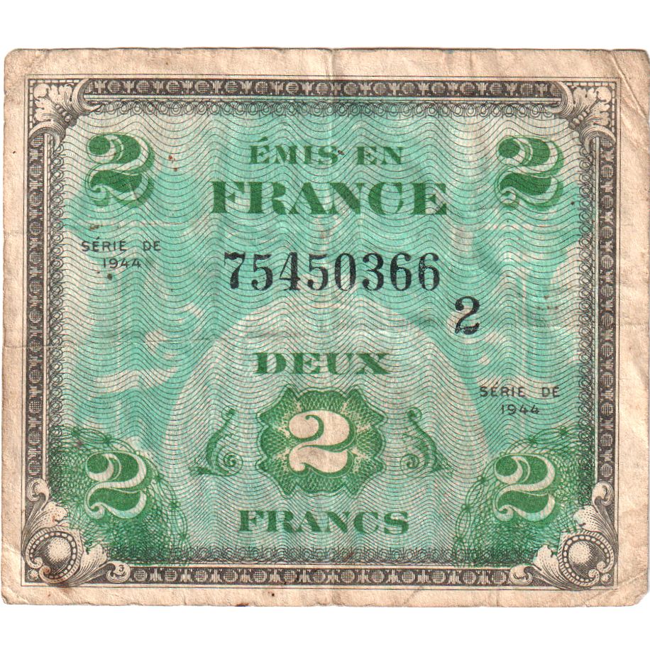 Frankreich, 2 Francs, Flag/France, 1944, 75450366, VZ