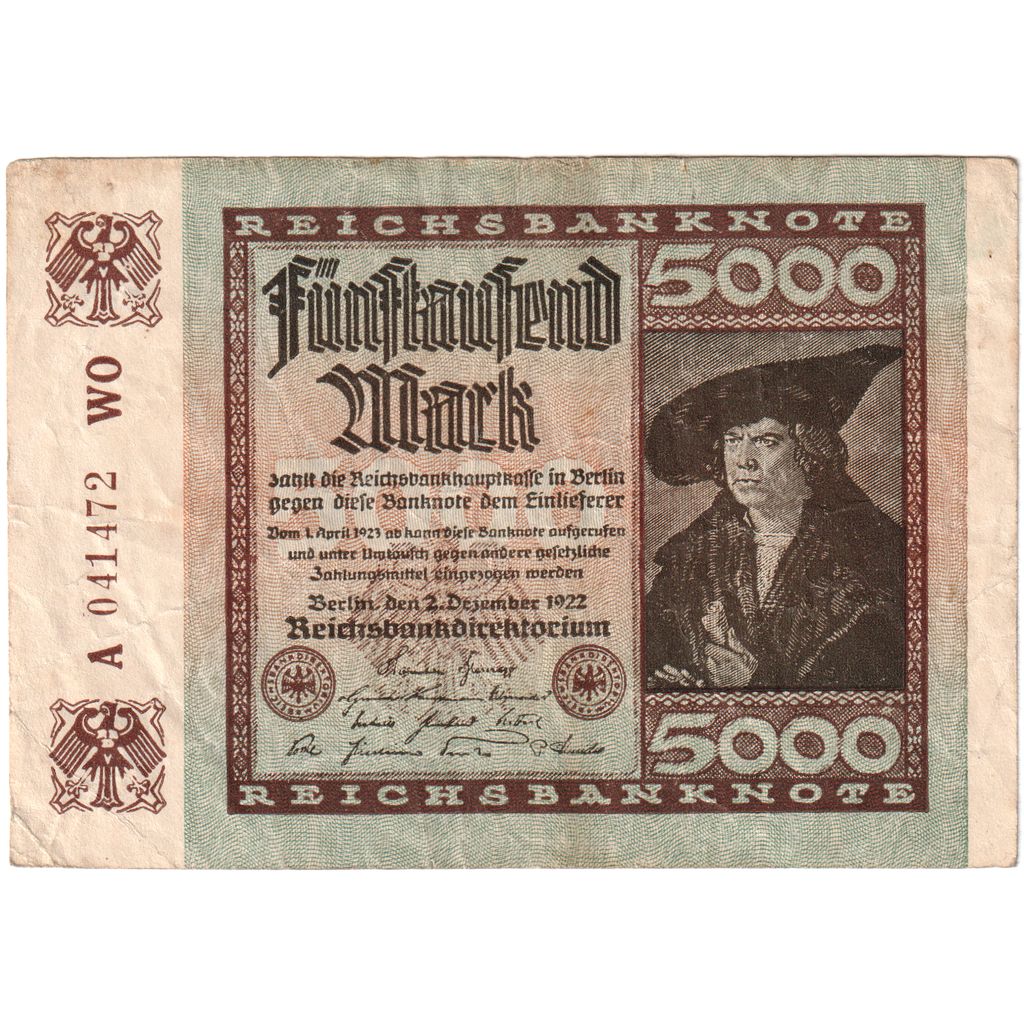 Geldschein, Deutschland, 5000 Mark, 1922-12-02, KM:81a, SS