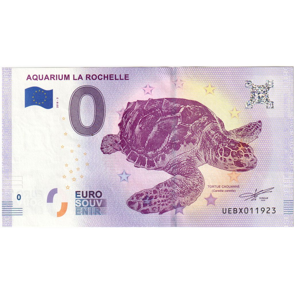 Frankreich, Tourist Banknote - 0 Euro, 2018, AQUARIUM LA ROCHELLE, UNC