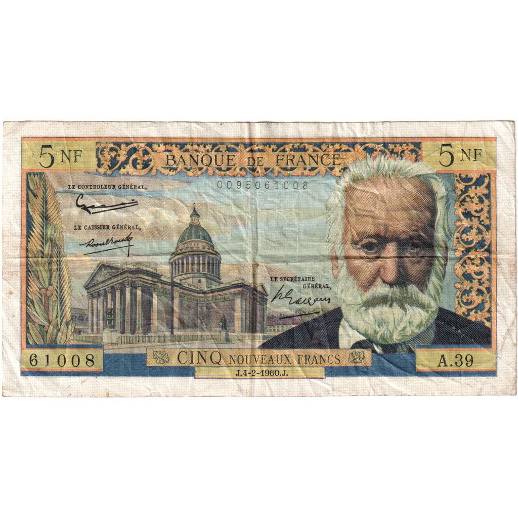 França, 5 Nouveaux Francs, 1960-02-04, A.39, EF(40-45)