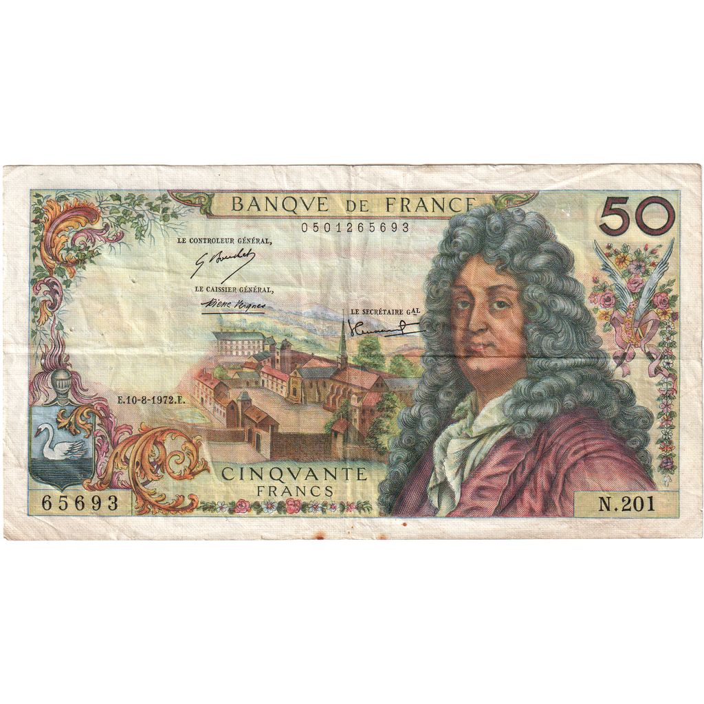 Francja, 50 Francs, Racine, 1972-08-10, N.201, EF(40-45)