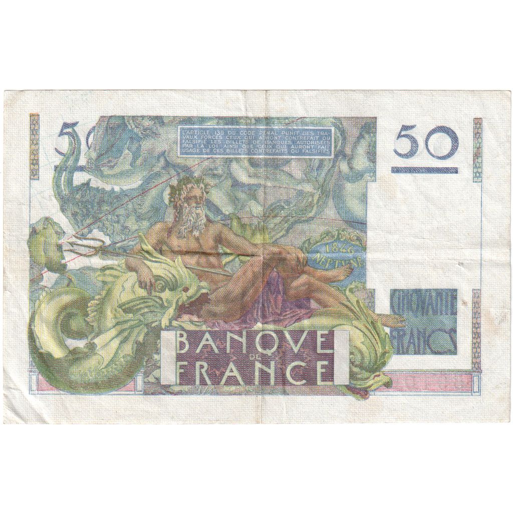 Francja, 50 Francs, Le Verrier, 1950-08-24, S.160, EF(40-45)