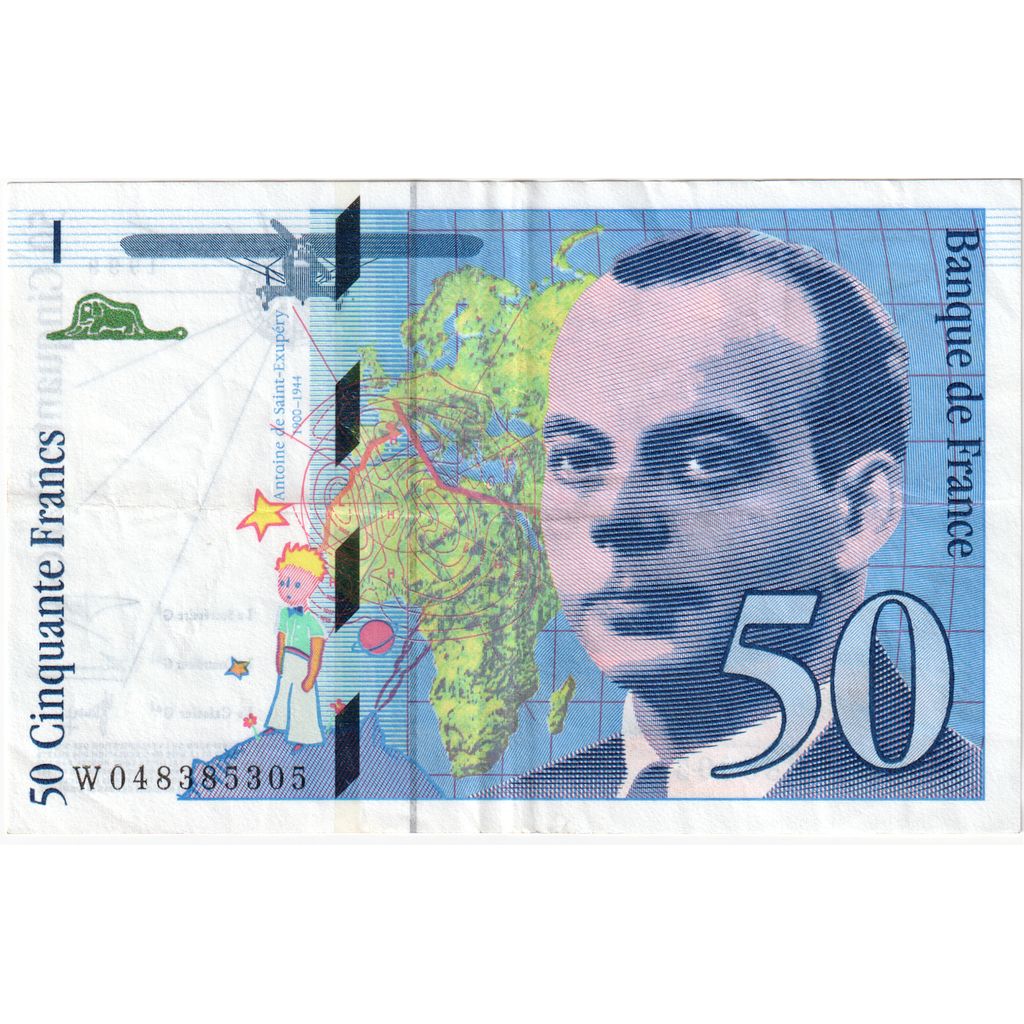 França, 50 Francs, St Exupéry, W048385305, AU(50-53)