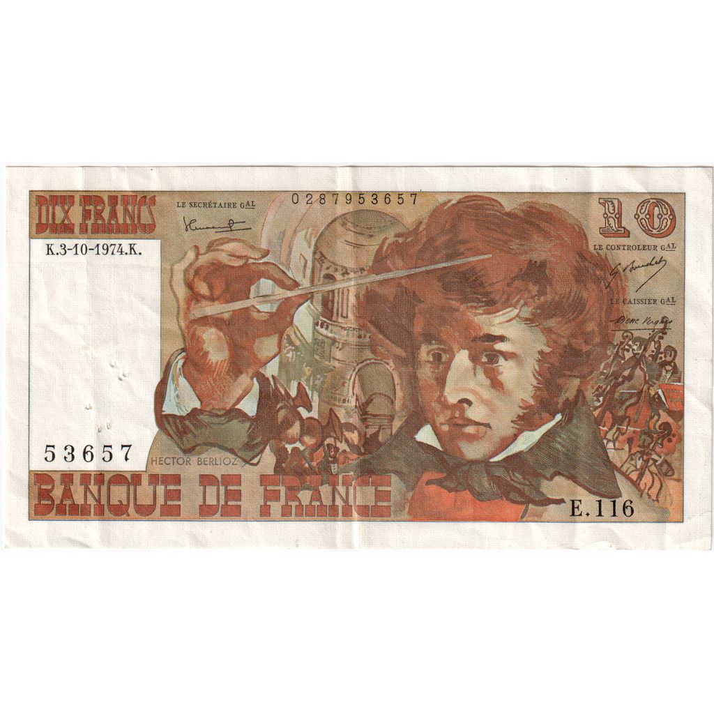 França, 10 Francs, 03.10.1974, E.116, AU(50-53)