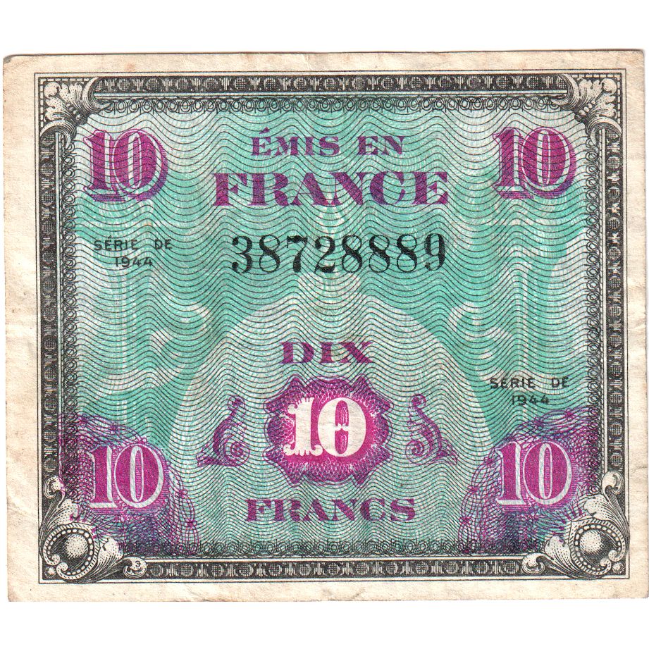 France, 10 Francs, Flag/France, 38728889, EF(40-45)