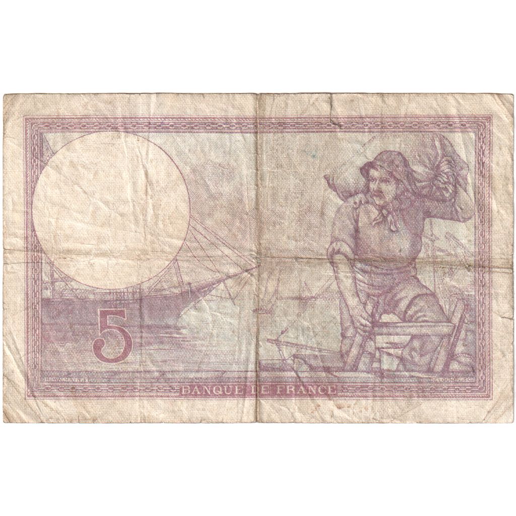 França, 5 Francs, Violet, 1933-01-26, T.52993, VF(30-35)