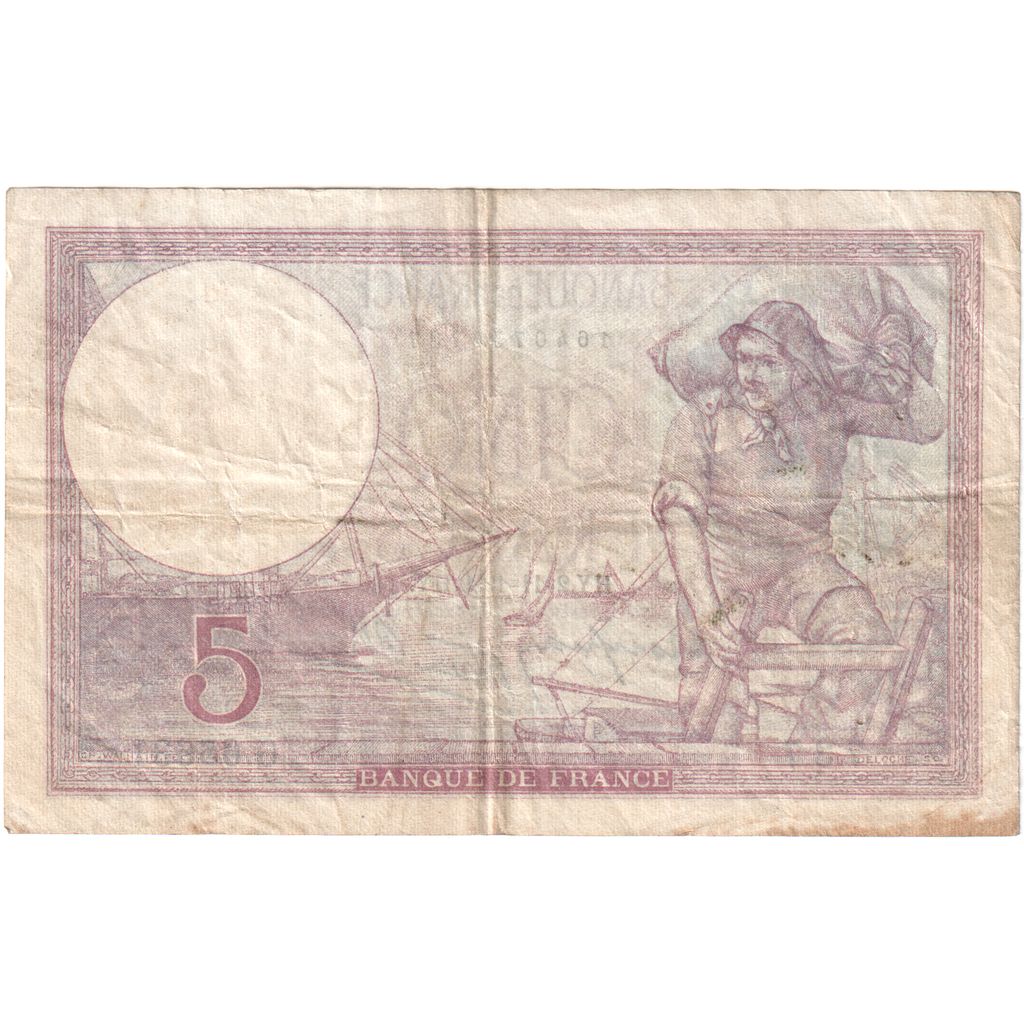 Francja, 5 Francs, Violet, 1939-11-02, G.65631, VF(30-35)