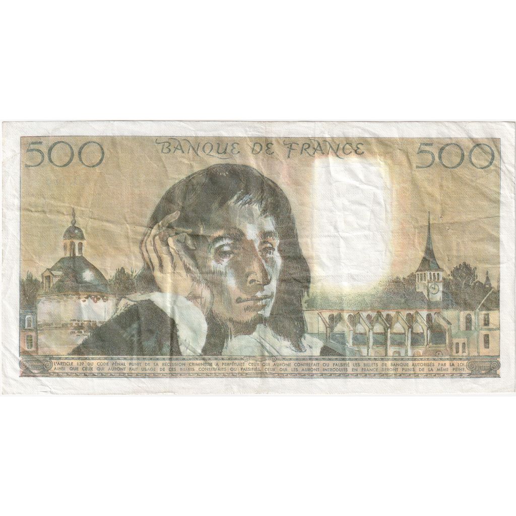 France, 500 Francs, Pascal, 1984-01-05, O.198, VF(30-35)