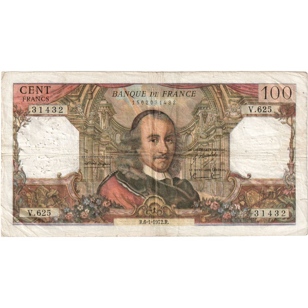 France, 100 Francs, Corneille, 1972-01-06, Y.625, VF(20-25)