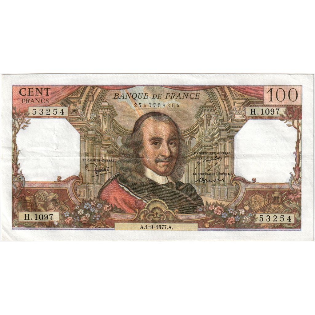 France, 100 Francs, Corneille, 1977-09-01, H.1097, AU(50-53)
