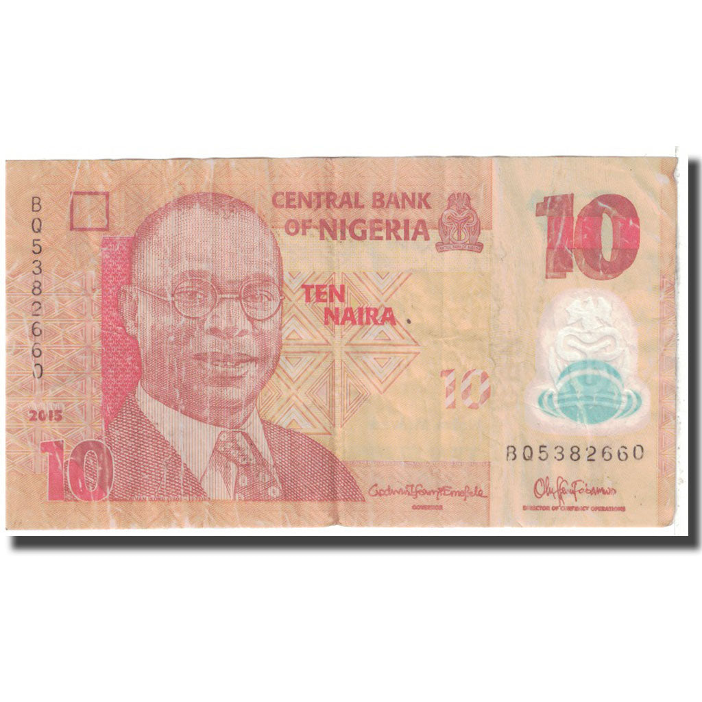 Banknote, Nigeria, 10 Naira, 2015, KM:39c, VF(20-25)