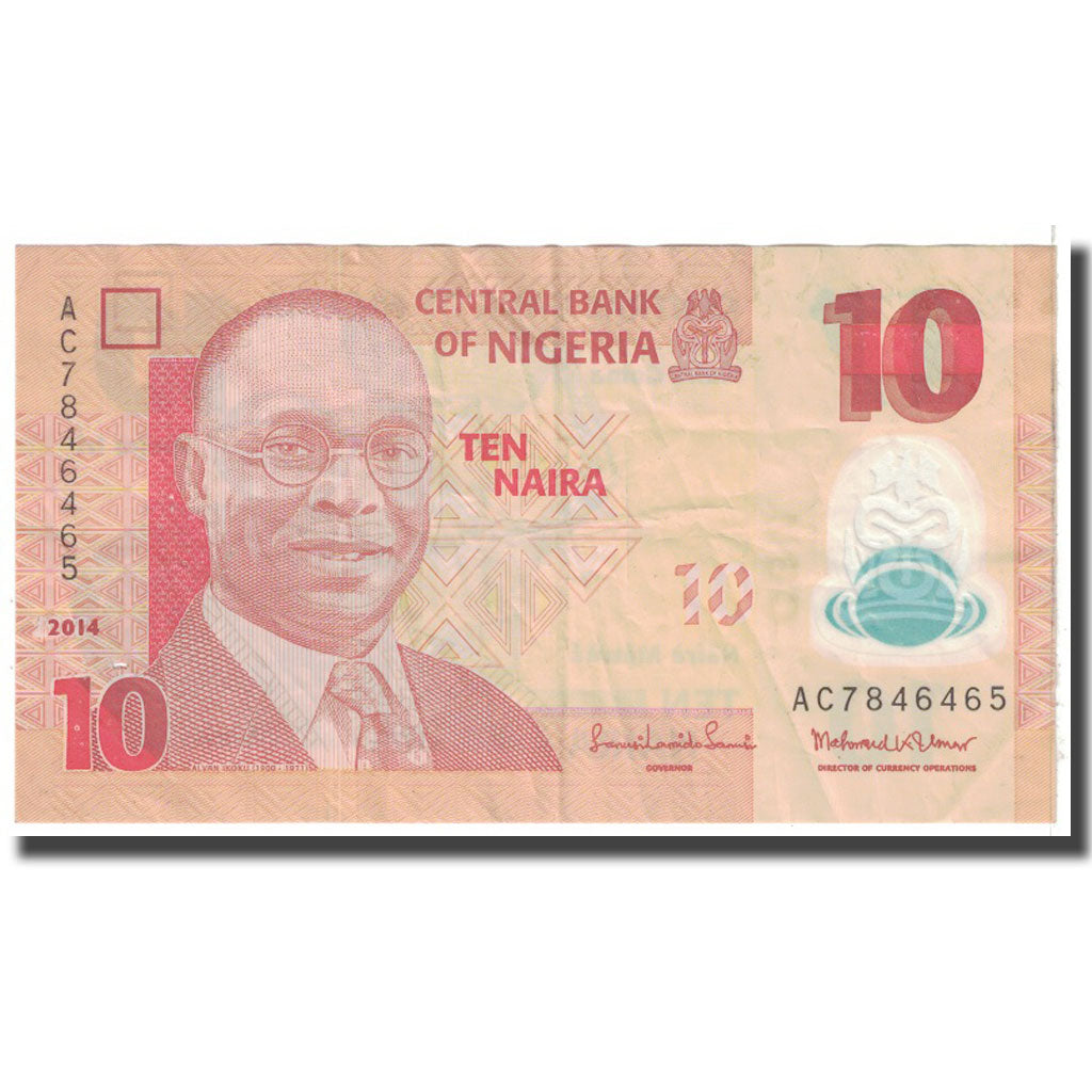 Banknote, Nigeria, 10 Naira, 2015, KM:39c, VF(30-35)