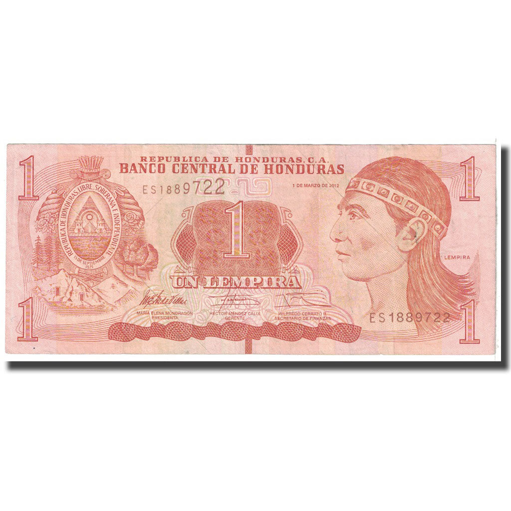 Banknot, Honduras, 1 Lempira, 2012, 2012-03-01, KM:89b, VF(20-25)
