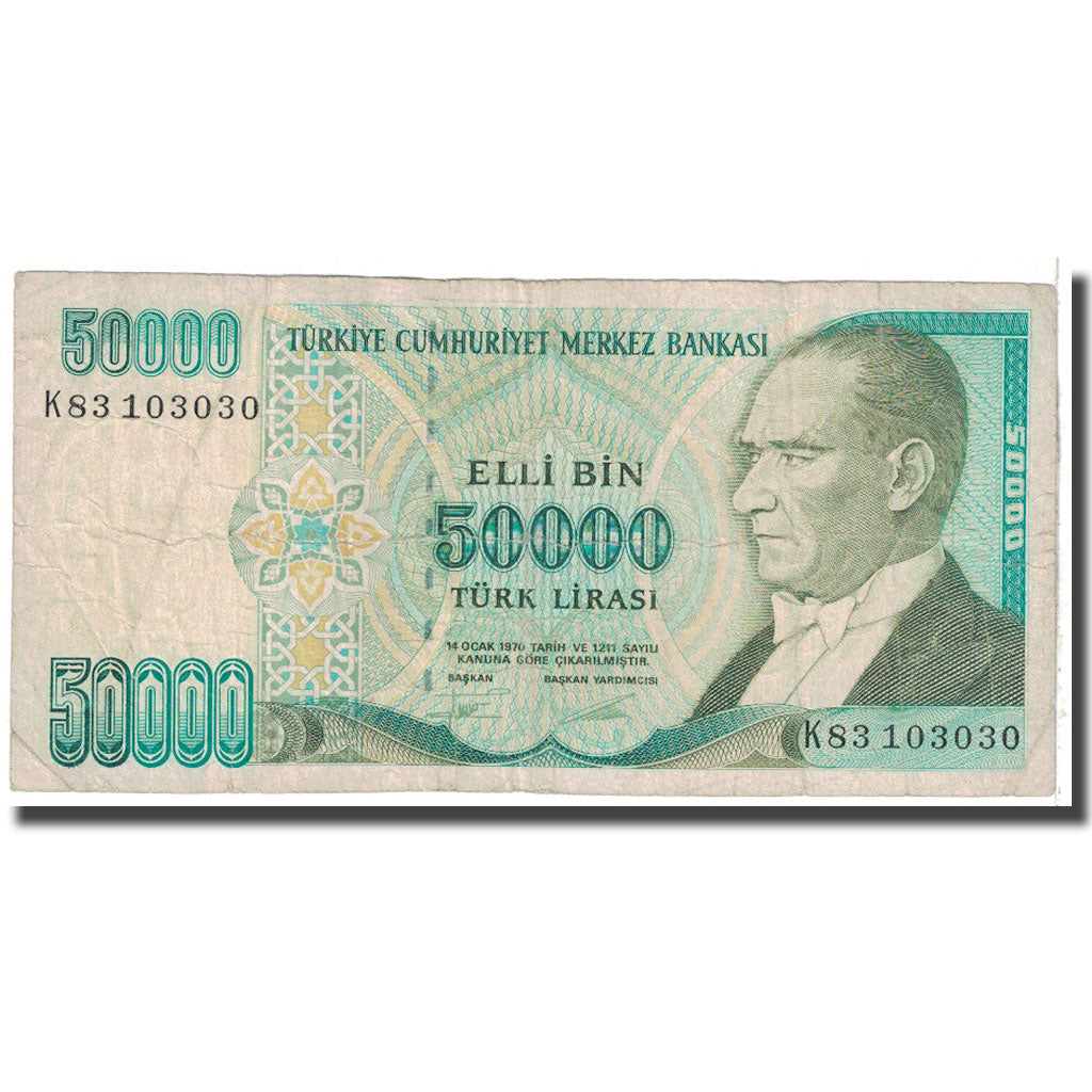 Banknote, Turkey, 50,000 Lira, 1989, KM:203a, VF(20-25)