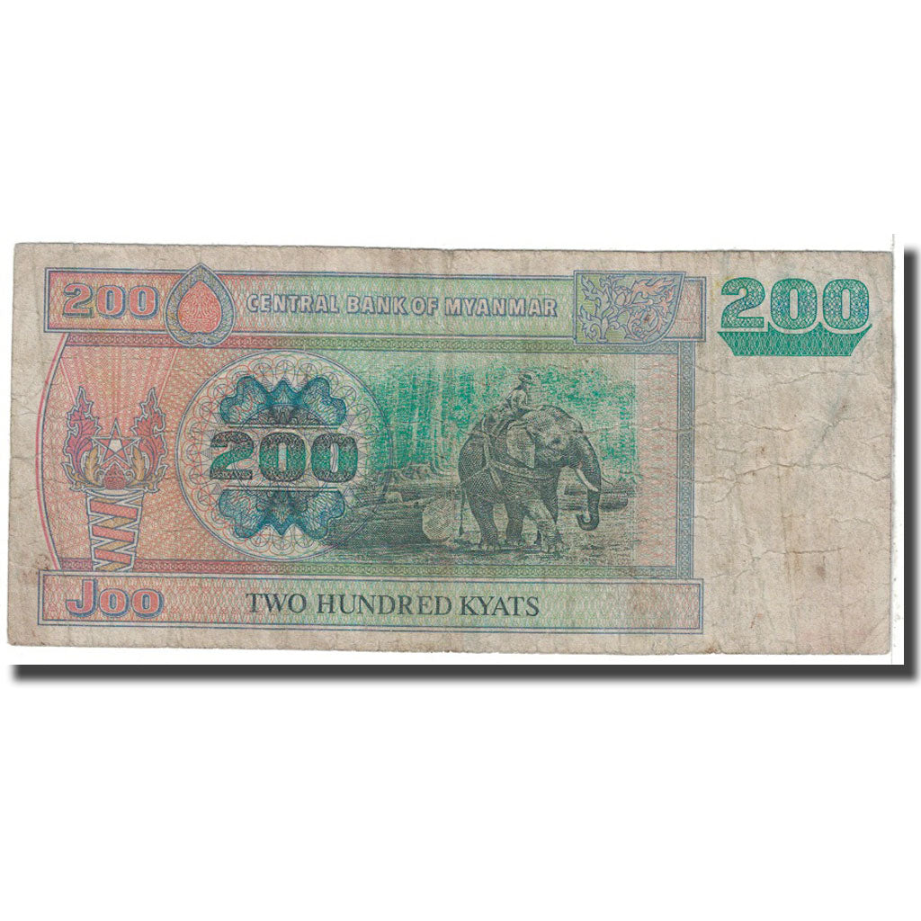 Banknote, Myanmar, 200 Kyats, 1991, KM:75b, VG(8-10)