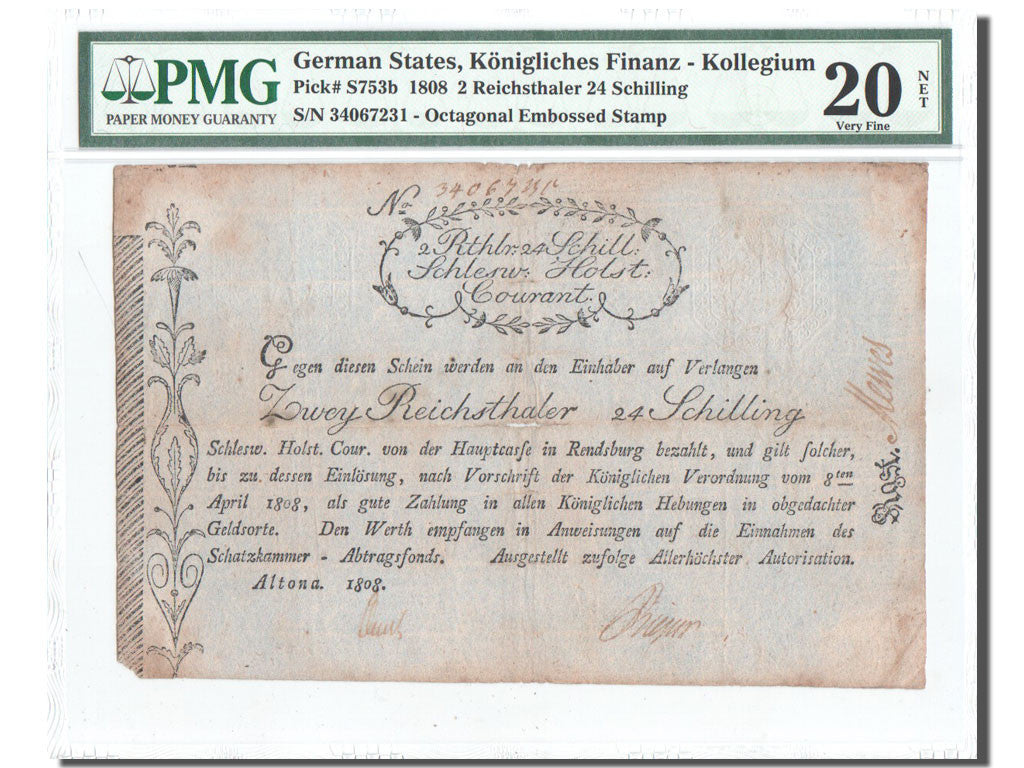 Duitse staten, 2 Reichsthaler 24 Schilling, 1808-04-08, TB, PMG, VF20