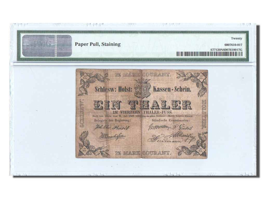 Estados alemanes, 1 Thaler = 2 1/2 Mark Courant, 1848-07-31, BC, PMG, VF20