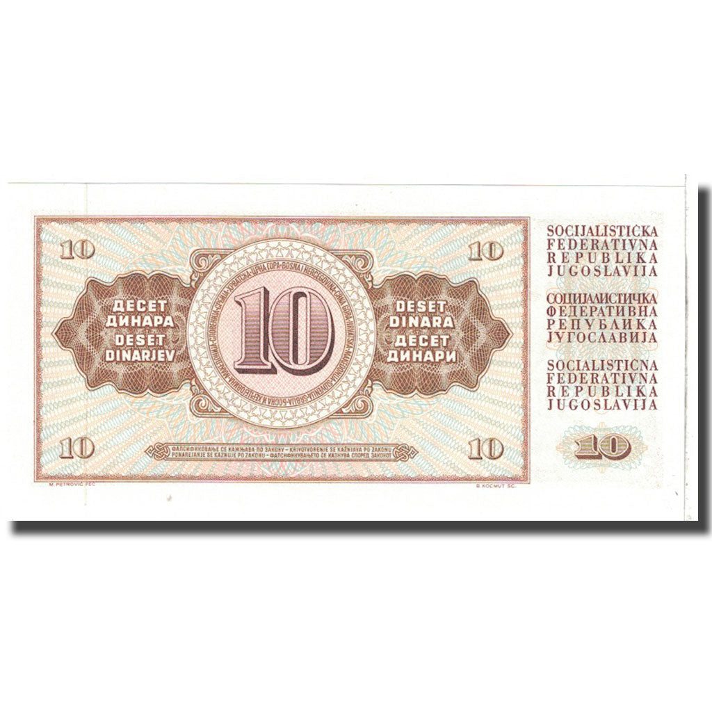 Billet, Yougoslavie, 10 Dinara, 1968, 1968-05-01, KM:82c, NEUF