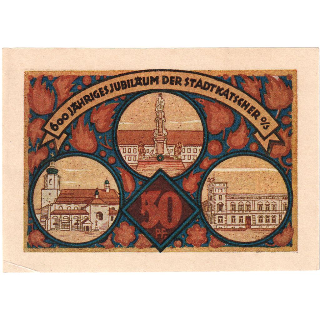 Banconote, Germania, Katscher, 50 Pfennig, personnage, 1921, 1921-10-12, FDS