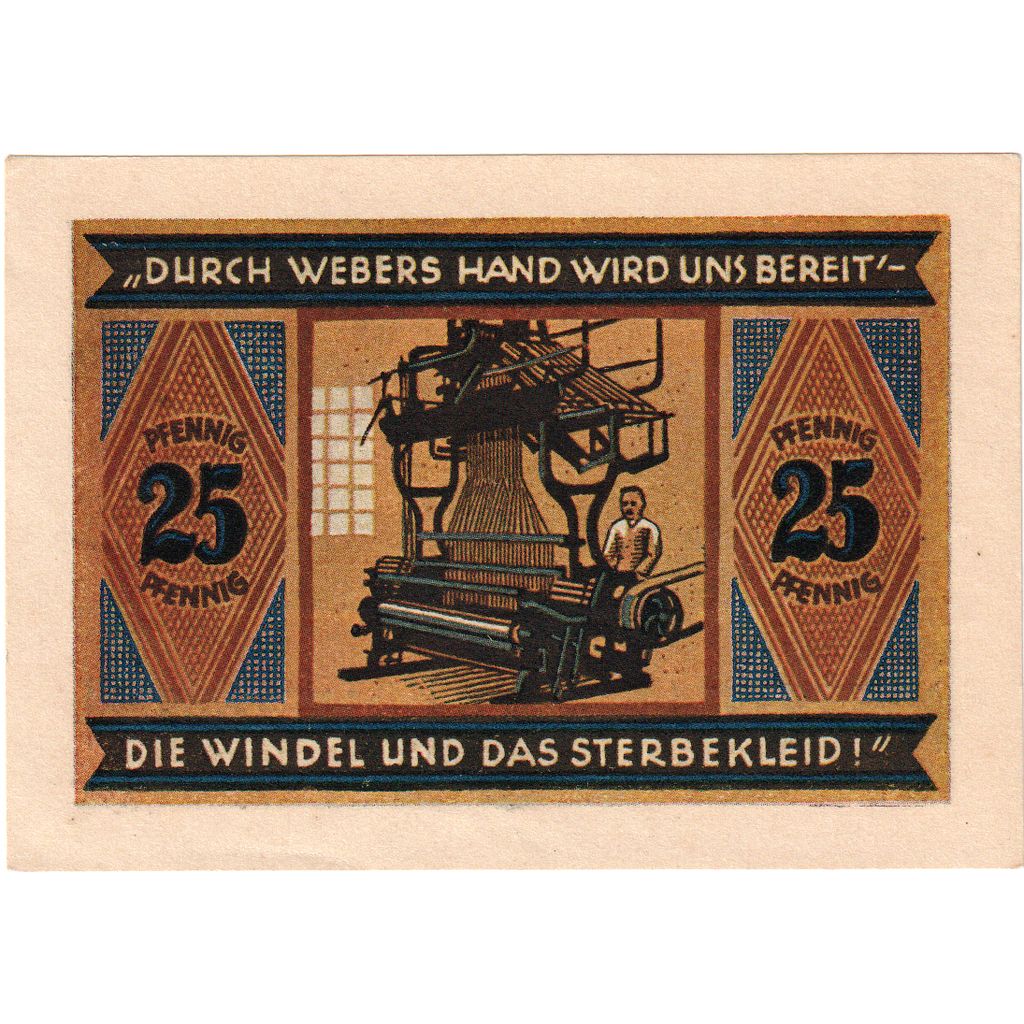 Deutschland, Katscher, 25 Pfennig, métier à tisser, 1921, 1921-10-12, UNZ