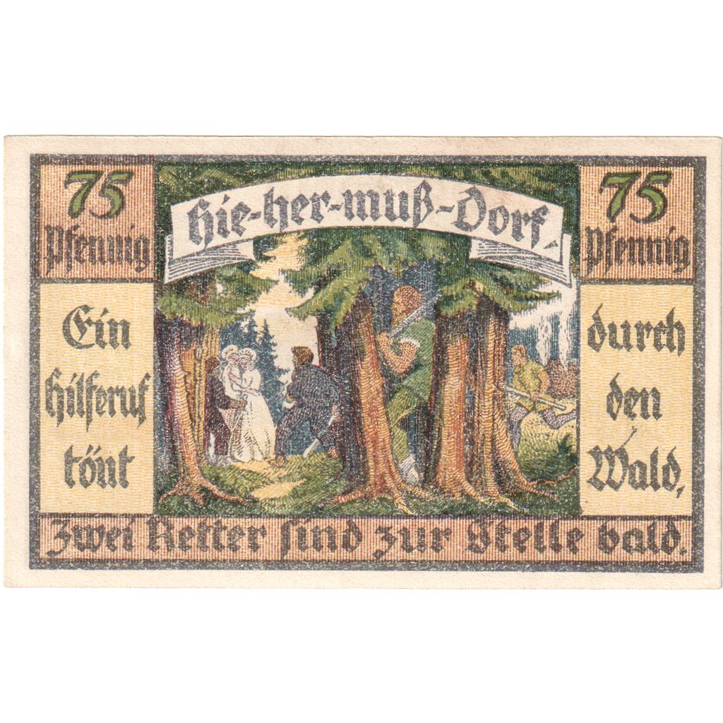 Alemania, Hermsdorf, 75 Pfennig, personnage, 1921, 1921-05-01, SC, Mehl:600.1