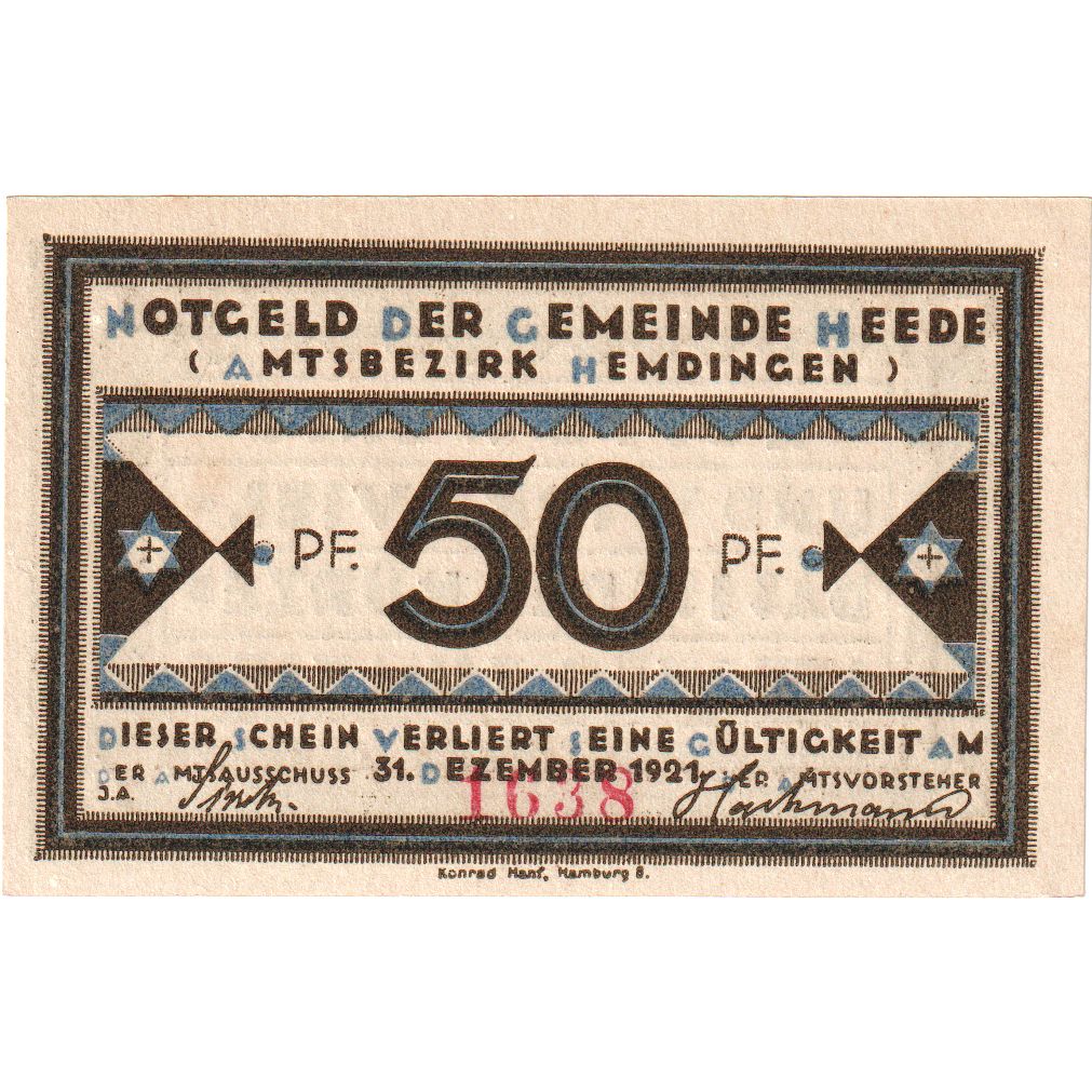 Alemania, Heede, 50 Pfennig, Texte, 1921, 1921-12-31, EBC+, Mehl:586.1