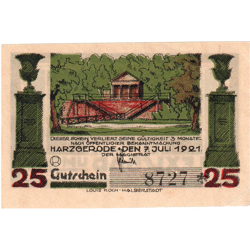 Alemania, Harzgerode Stadt, 75 Pfennig, village, 1921, 1921-07-07, EBC+
