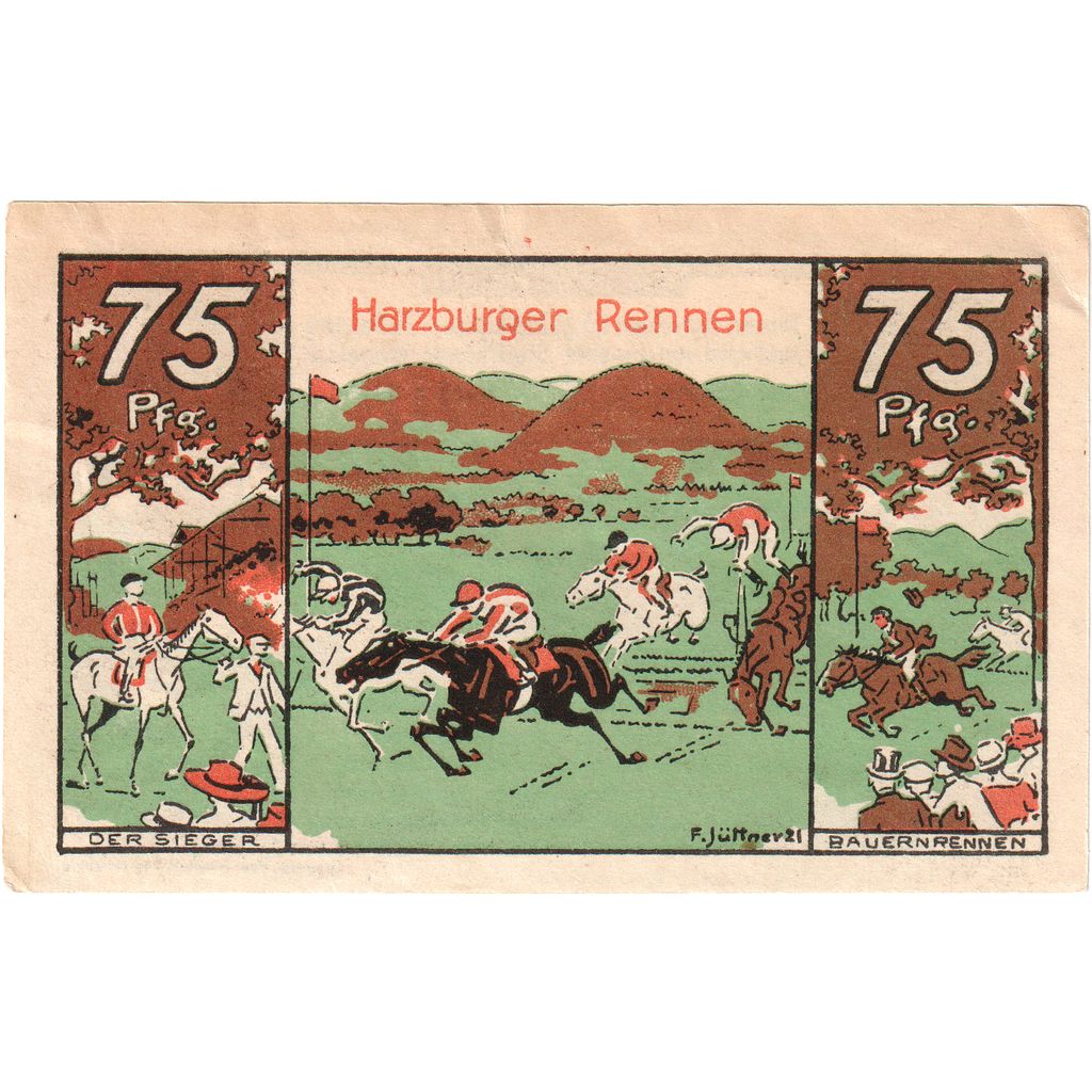 Alemania, Harzburg, Bad Stadt, 75 Pfennig, personnage, 1922, 1922-12-31, EBC+