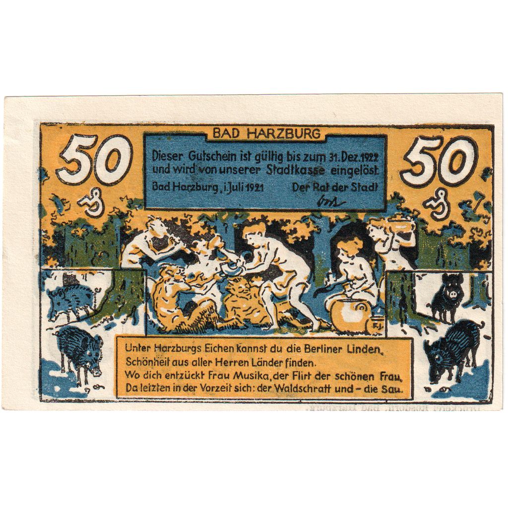 Deutschland, Harzburg, Bad Stadt, 50 Pfennig, personnage, 1922, 1922-12-31, VZ+
