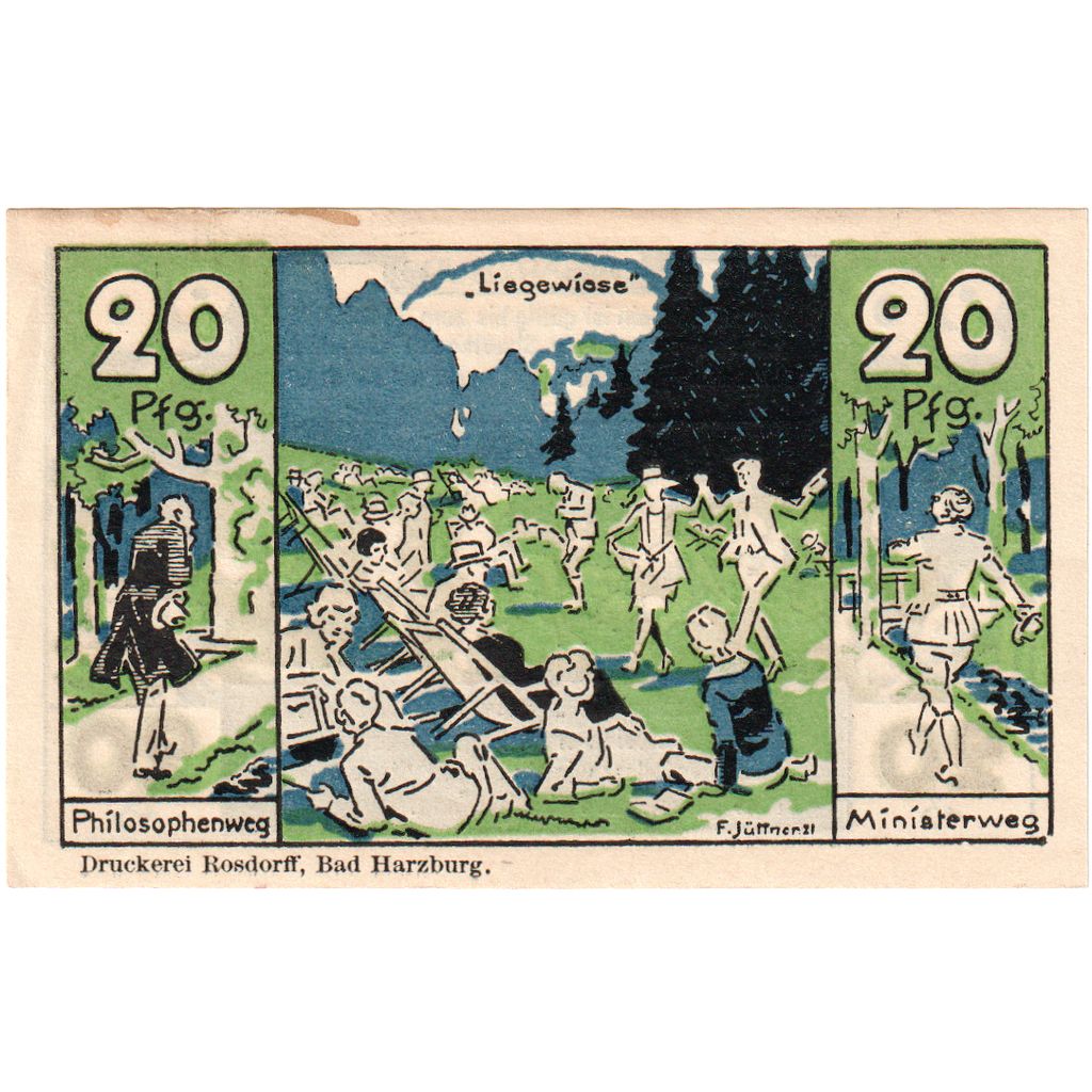 Alemania, Harzburg, Bad Stadt, 20 Pfennig, personnage, 1922, 1922-12-31, EBC+