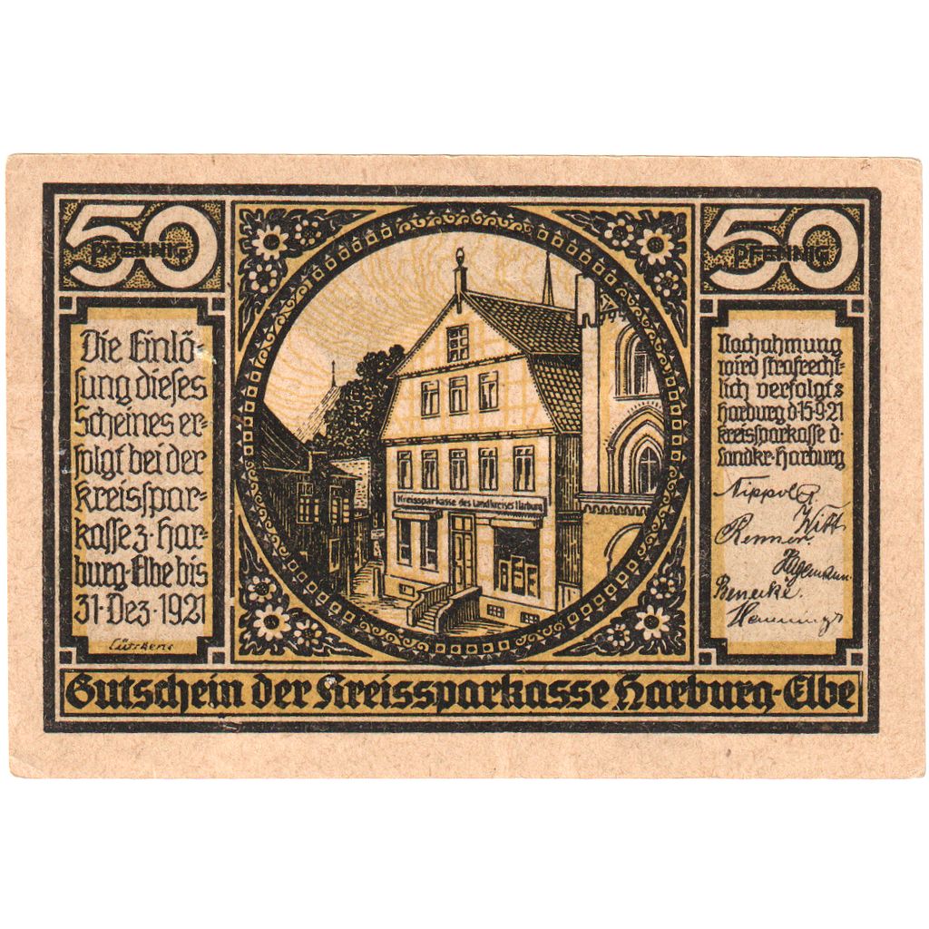 Deutschland, Harburg, 50 Pfennig, paysage, 1921, 1921-12-31, VZ+, Mehl:580.1a