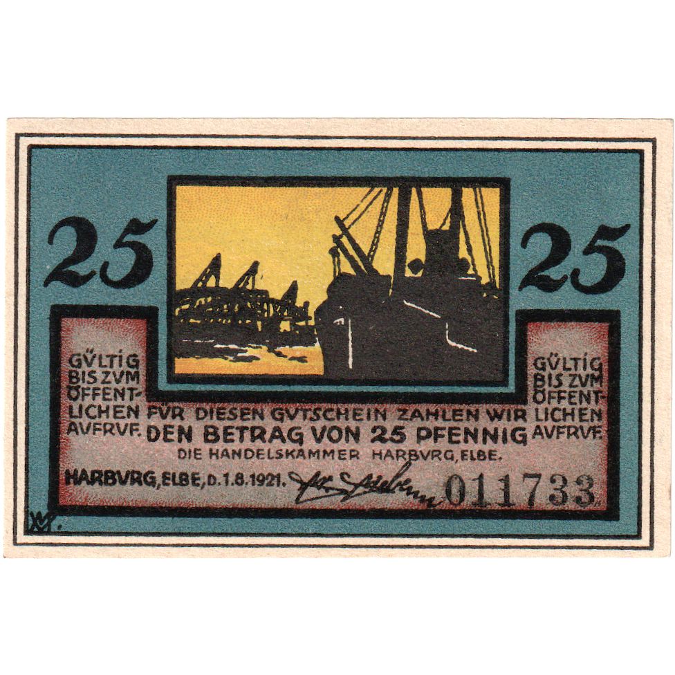 Deutschland, Harburg, 25 Pfennig, calèche, 1921, 1921-08-01, UNZ, Mehl:579.1