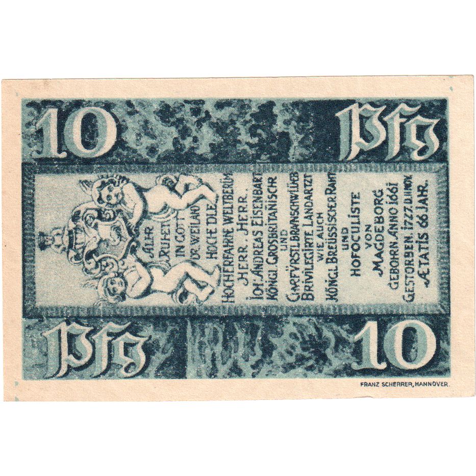 Niemcy, Hann. Münden, 10 Pfennig, personnage, 1921, 1921-07-01, UNC(63)