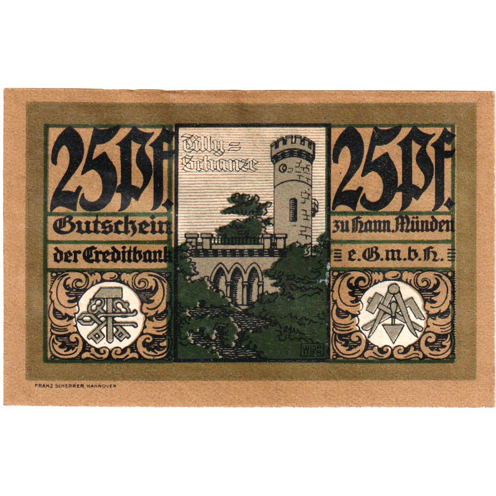 Deutschland, Hann. Münden, 25 Pfennig, valeur faciale, 1921, 1921-07-01, UNZ-