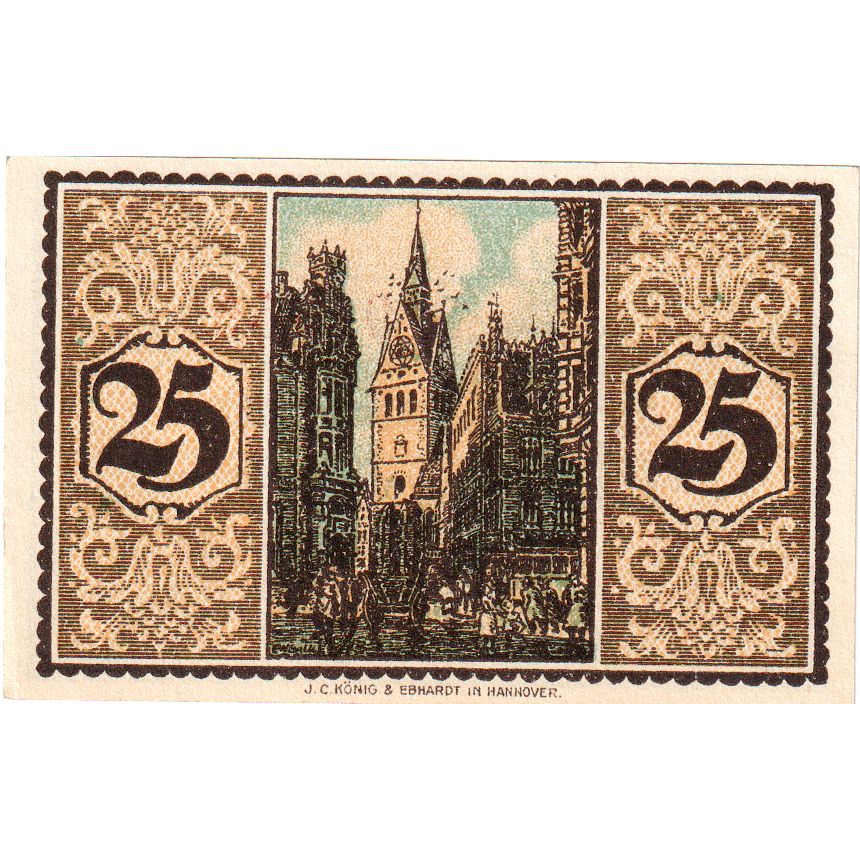 Deutschland, Hannover, 25 Pfennig, Eglise, 1921, 1921-07-01, VZ+, Mehl:572.1