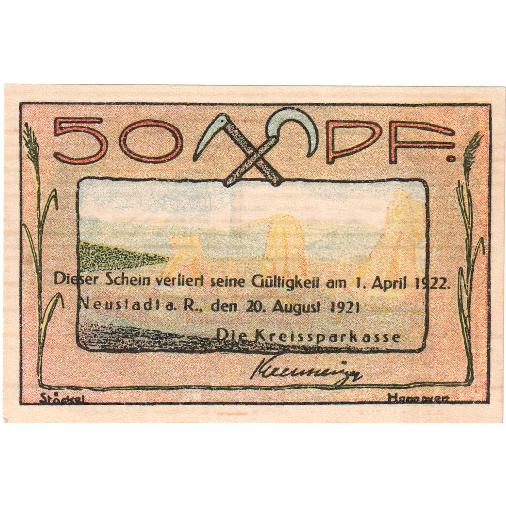 Deutschland, Neustadt Am Rubenberge Stadt, 50 Pfennig, Usine, 1921, 1921-08-20