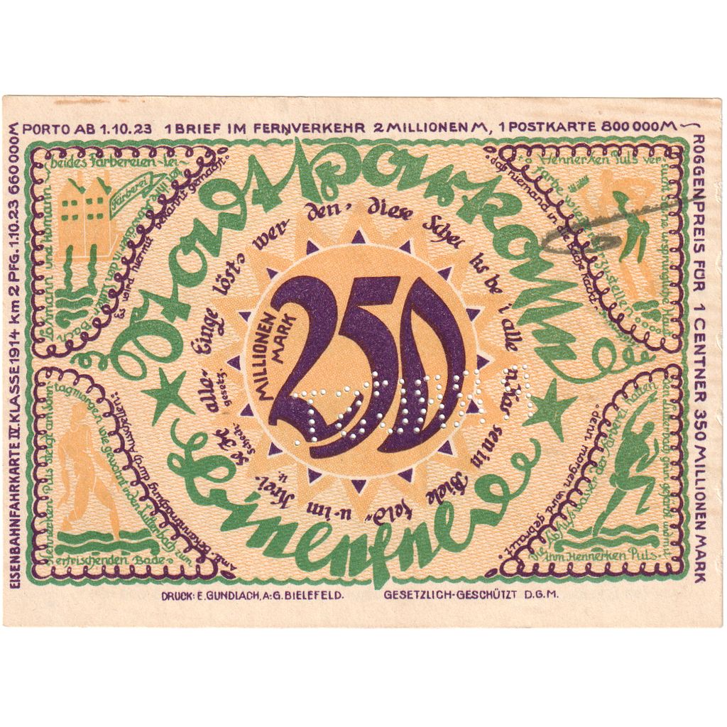 Deutschland, Bielefeld Stadt, 250 Millionen Mark, personnage, 1922, 1922-04_02