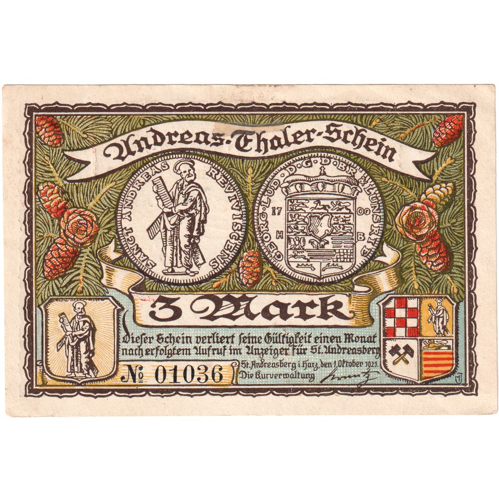 Deutschland, Hannover, 3 Mark, paysage 1, 1921, 1921-10-10, VZ+, Mehl:1164.1a