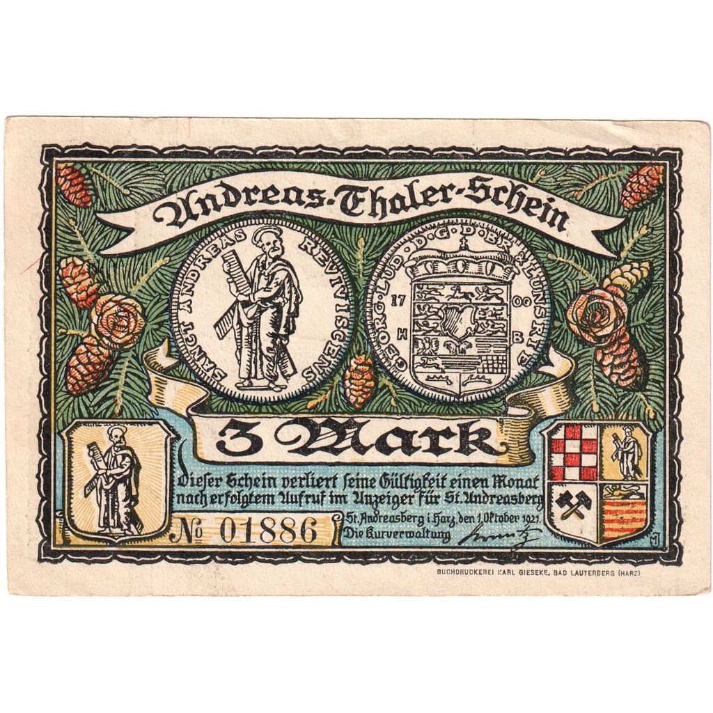 Deutschland, Hannover, 3 Mark, paysage 4, 1921, 1921-10-10, VZ+, Mehl:1164.1a