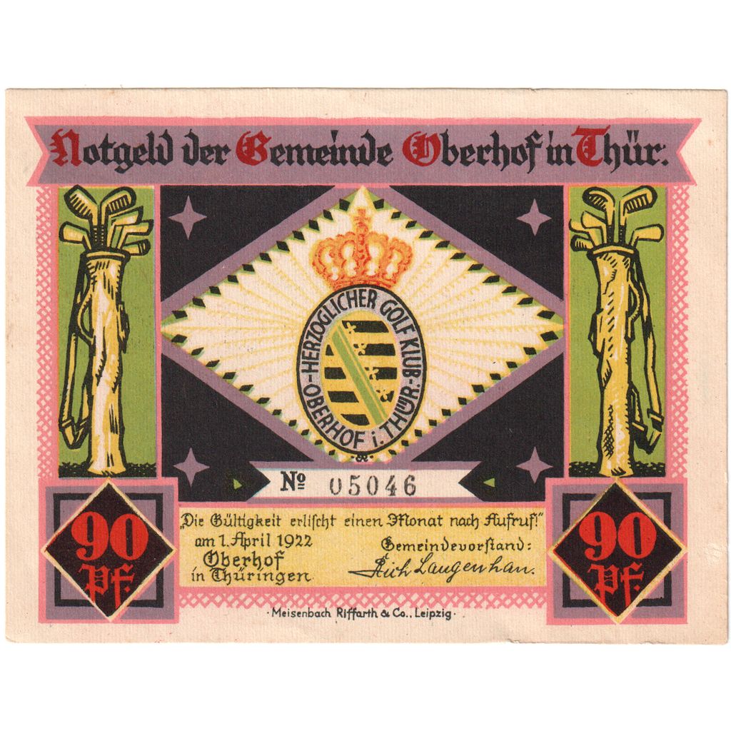 Deutschland, Oberhof Gemeinde, 90 Pfennig, personnage, 1922, 1922-04-01, UNZ-