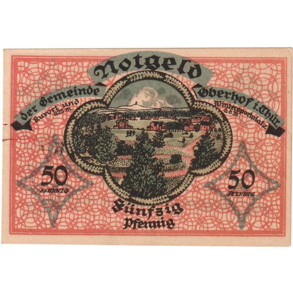 Germania, Oberhof Gemeinde, 50 Pfennig, paysage, 1919, 1919-12-15, SPL