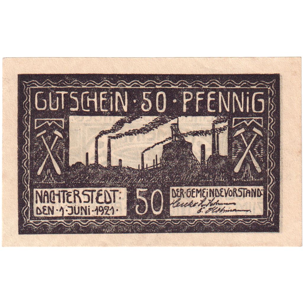 Deutschland, Nachterstedt Gemeinde, 50 Pfennig, Usine 1, 1921, 1921-06-01, UNZ-