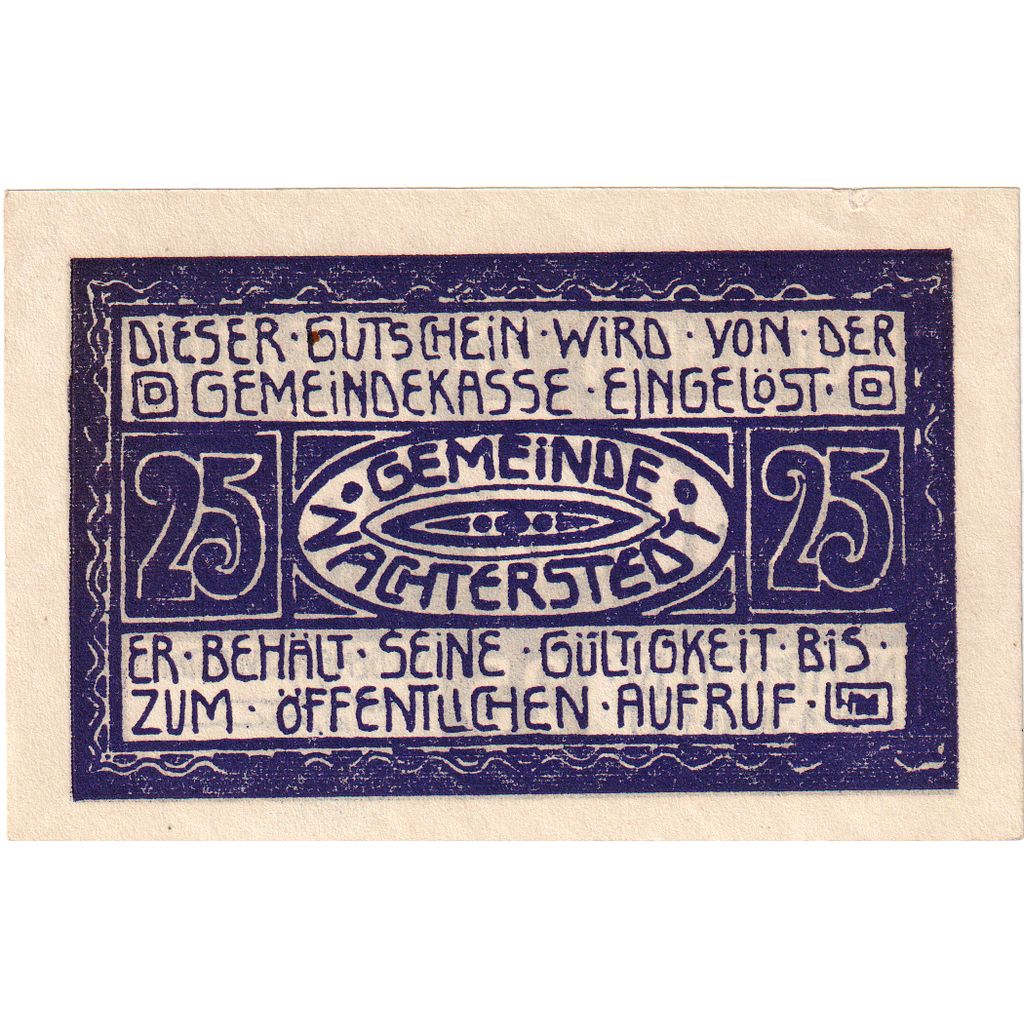 Niemcy, Nachterstedt Gemeinde, 25 Pfennig, Usine, 1921, 1921-06-01, UNC(63)