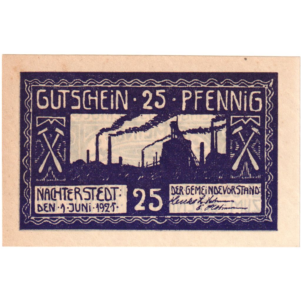 Germania, Nachterstedt Gemeinde, 25 Pfennig, Usine 2, 1921, 1921-06-01, SPL