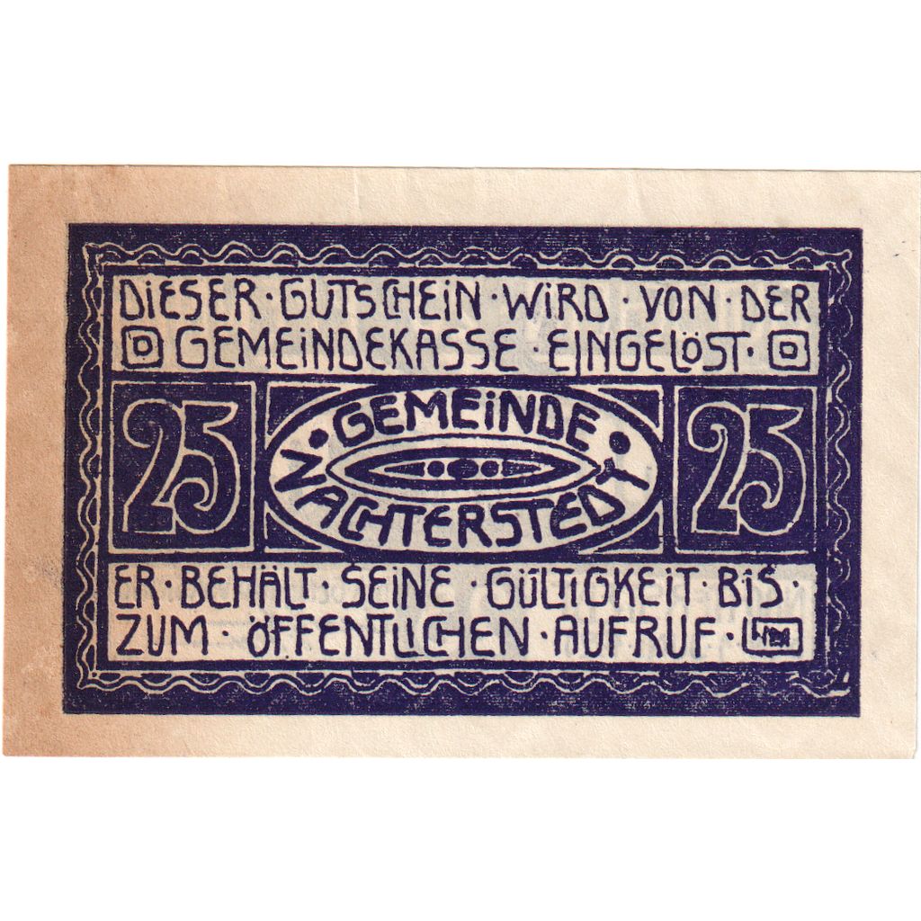 Niemcy, Nachterstedt Gemeinde, 25 Pfennig, usine 3, 1921, 1921-06-01, UNC(63)