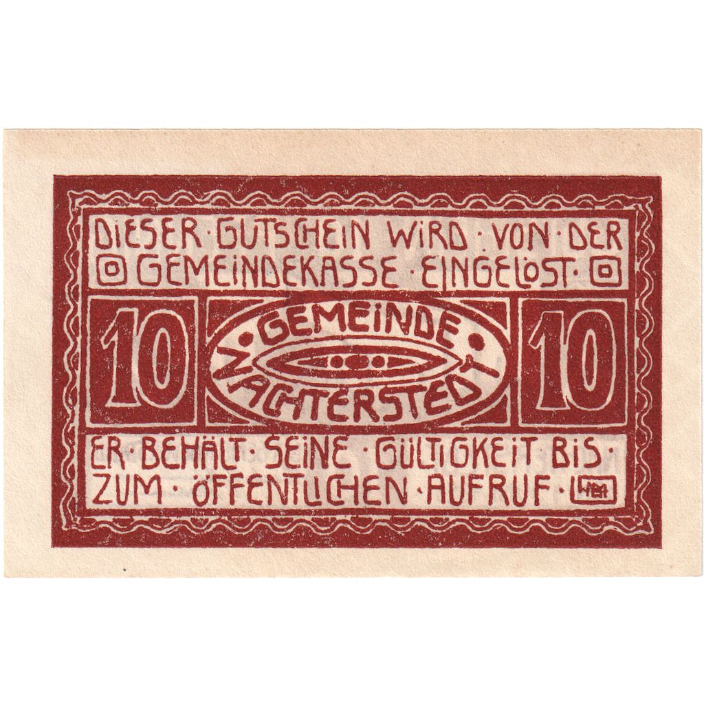 Deutschland, Nachterstedt Gemeinde, 10 Pfennig, Usine 1, 1921, 1921-06-01, UNZ-